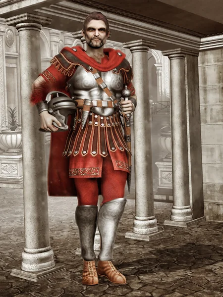 Ancient Roman soldier in a temple — Stock Photo, Image