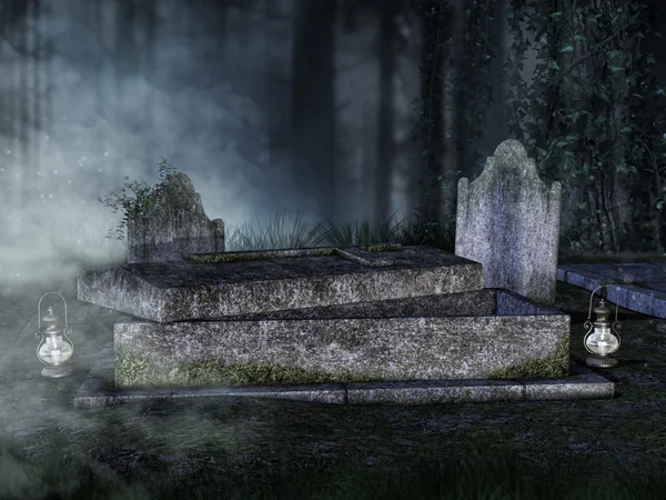 Opened tomb in a graveyard — Stock Photo, Image