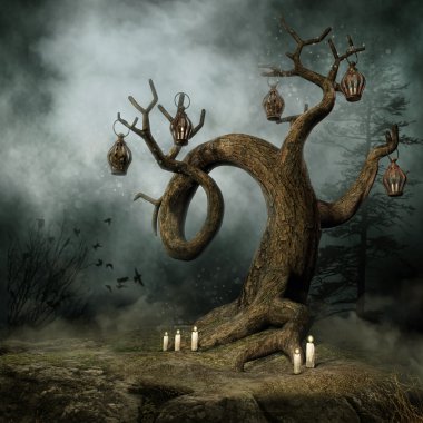 Ağaç fenerler ve mum