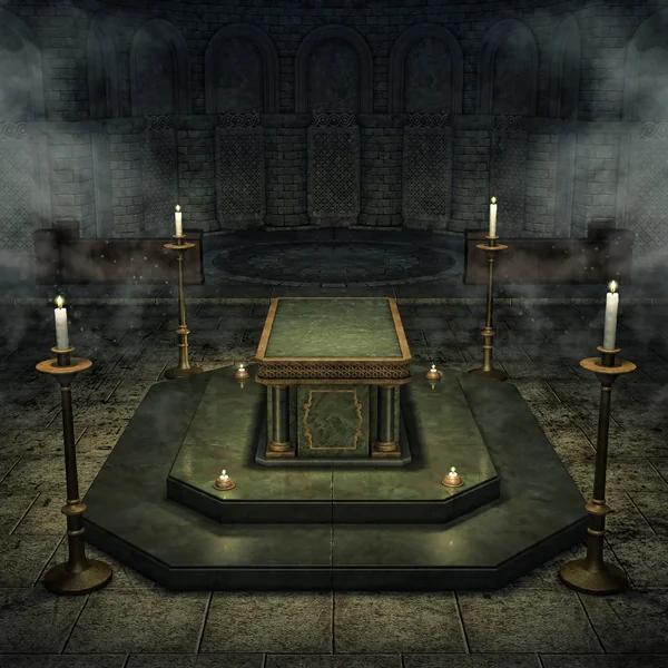 Fantasy crypt with candles — Stock Photo, Image