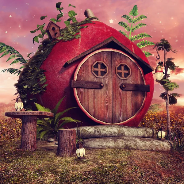 Rode fairy cottage — Stockfoto