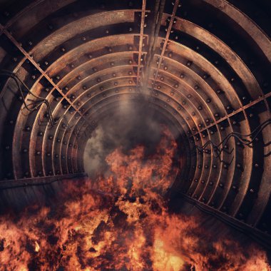 Tunnel in flames clipart