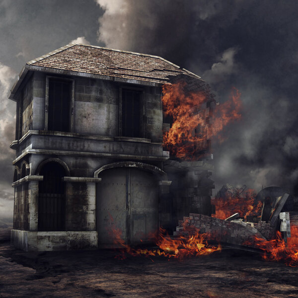 дом в огне