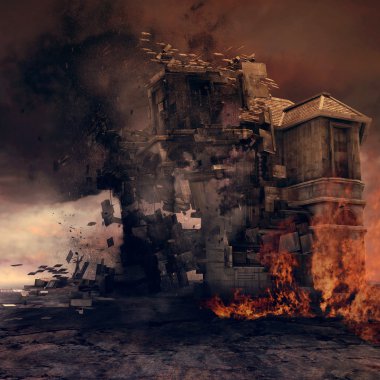 Bir kasırga tarafından parçalanmış yapı