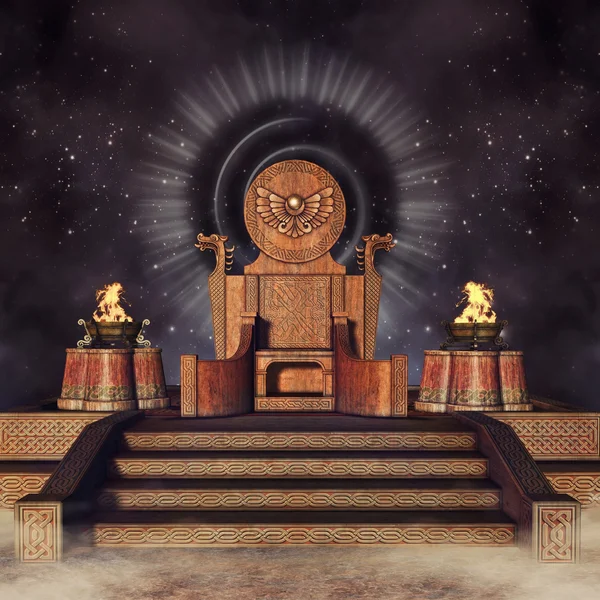 Fantasy throne and burners — Stock Photo, Image