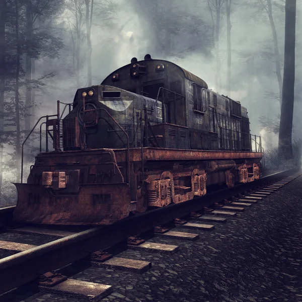 Old locomotive on the tracks — Stock Photo, Image