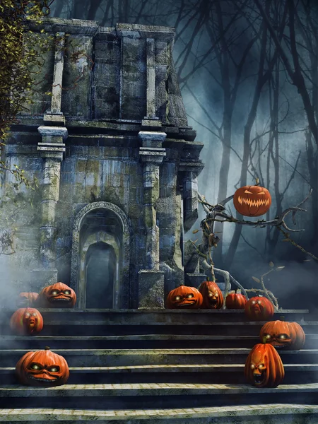 Old ruins with pumpkins — Stock Photo, Image