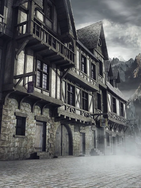 Mittelalterliche Häuser in den Bergen — Stockfoto