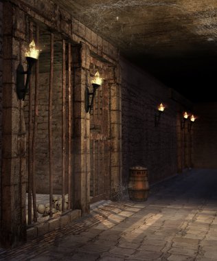 Corridor in a castle dungeon clipart
