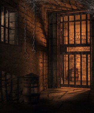 Dark cells in a dungeon clipart