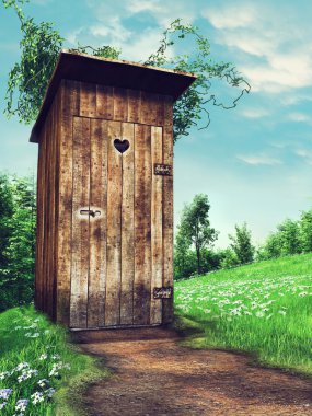 Old wooden outhouse clipart