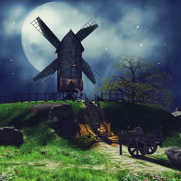 Countryside landscape at night — Stock Photo, Image