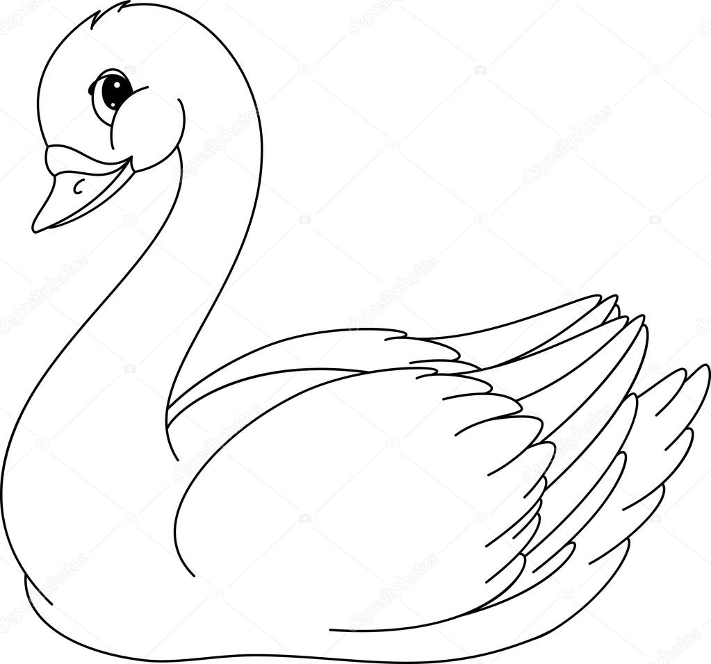 Swan Coloring Page — Stock Vector © Malyaka #119149650