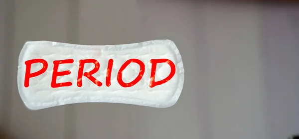 Inscripción Época Roja Panty Liner Servilleta Sanitaria Pubertad Las Niñas — Foto de Stock