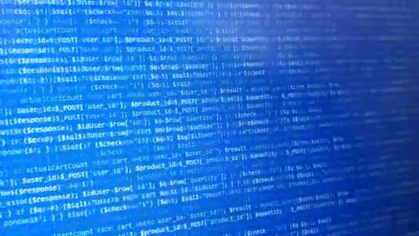 プログラマによるソフトウェア開発 概要コンピュータスクリプトコード ソフトウェア開発者のプログラミングコード画面 — ストック動画