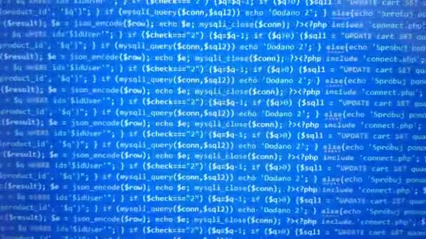 程序员的软件开发 摘要计算机脚本代码 软件开发人员的编程代码屏幕 — 图库视频影像