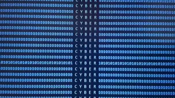 Développement Logiciel Écran Bleu Avec Mot Cyber Code Binaire Défilant — Video