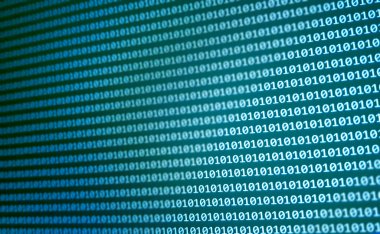 İkili kod arka planı. Teknolojik model. Kodlama konsepti. Sanal uzayda hackerlar saldırıyor. Yazılım geliştirme