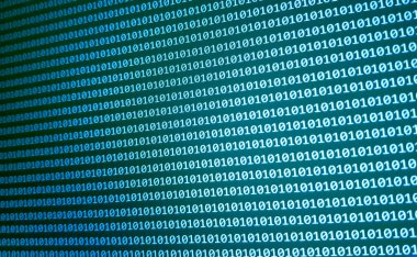 İkili kod arka planı. Teknolojik model. Kodlama konsepti. Sanal uzayda hackerlar saldırıyor. Yazılım geliştirme