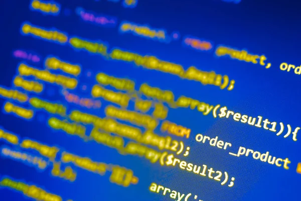 Programación Php Pantalla Del Ordenador Portátil Desarrollo Software Web Backend — Foto de Stock