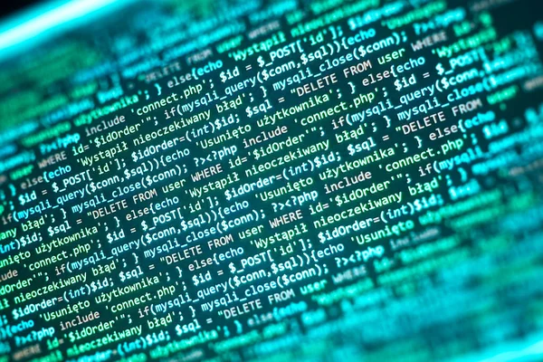 Php Code Auf Dem Computerbildschirm Softwareentwicklung Abstrakter Hintergrund Grüne Farbe — Stockfoto