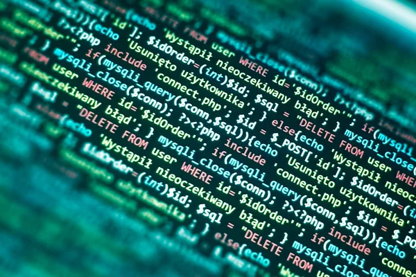 Php Code Auf Dem Computerbildschirm Softwareentwicklung Abstrakter Hintergrund Grüne Farbe — Stockfoto