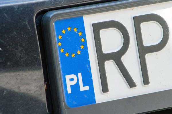 Close-up of Polish registration license car plate. Poland car plates