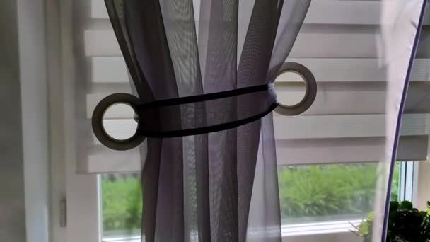 Window Curtains Home Made Soft Luxury Fabric Home Decor Interior — Stock Video