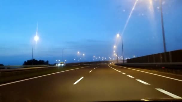 Jazda Nocą Autostradzie Perspektywa Kierowcy Autostrada Koncepcja Transportu — Wideo stockowe