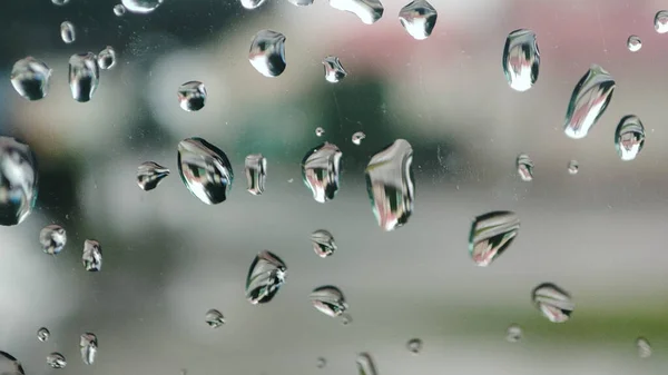 Cae Lluvia Ventana Burbujas Vidrio Ventana Después Lluvia —  Fotos de Stock