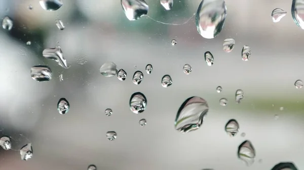 Esőcseppek Ablakon Buborékok Üvegen Ablak Eső Után — Stock Fotó