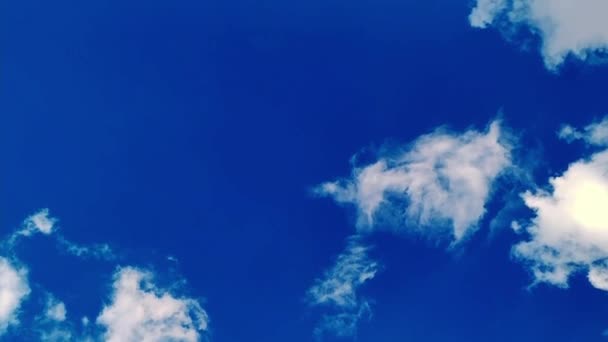 Vista Sul Cielo Blu Molte Nuvole Bianche Sfondo Cielo Blu — Video Stock