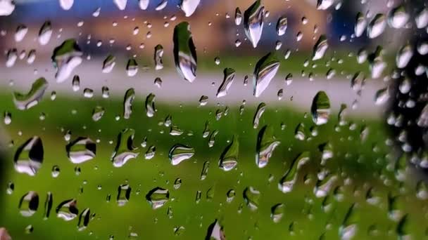 Rain Drops Glass Car Window Road Blur Cars Driving Road — Stock Video