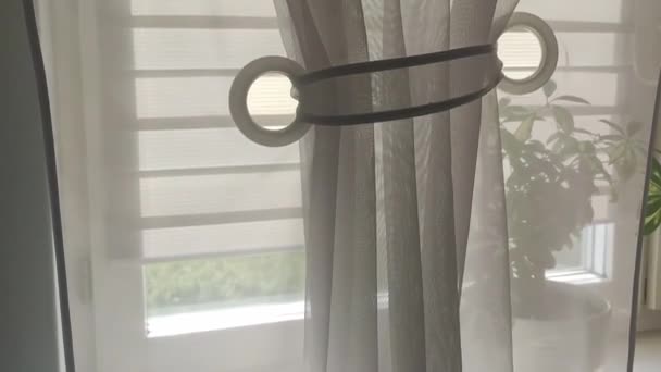 Cortinas Ventana Casa Decoración Del Hogar Diseño Interiores — Vídeo de stock