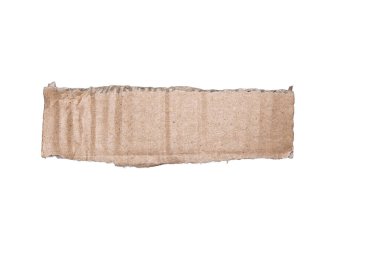 Sade beyaz arka planda geri dönüştürülmüş bir karton parçası. Sürdürülebilirlik gösteren çevre dostu materyaller veya minimalist tasarım projeleri paketleme kavramları için mükemmel.