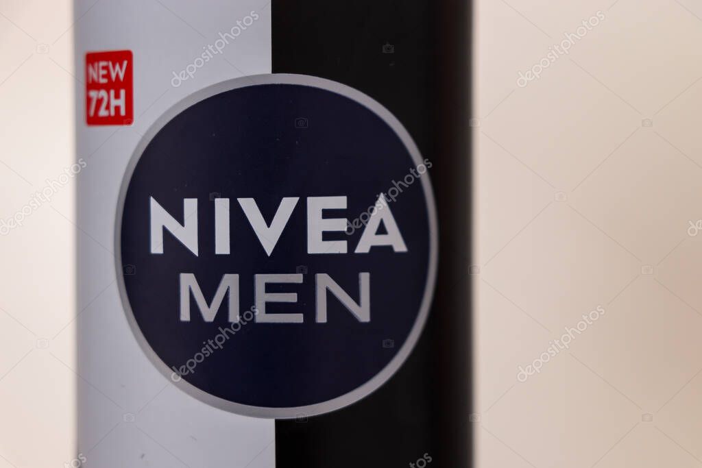 Warsaw Poland - November 20 2025: Close-up of NIVEA MEN product packaging highlighting its new formula for men. Ideal for mens grooming and skincare.