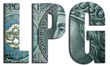 LPG, sıvılaştırılmış petrol gazı. 100 Pln veya Polonya Zlotisi doku.