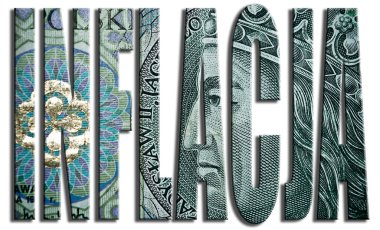 Inflacja, enflasyon. 100 Pln veya Polonya Zlotisi doku.