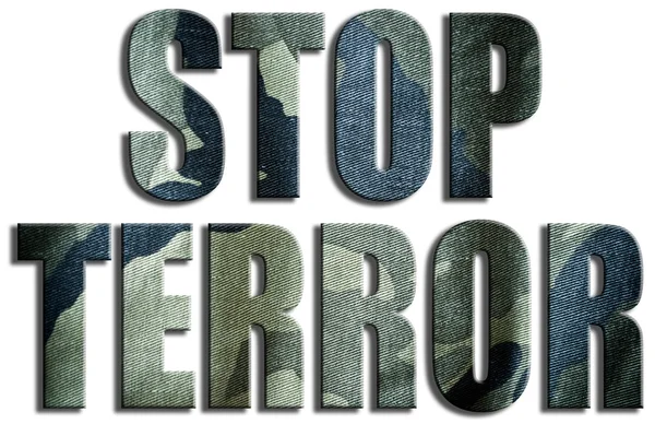 Stoppa terror. Camo texturerat text. — Stockfoto