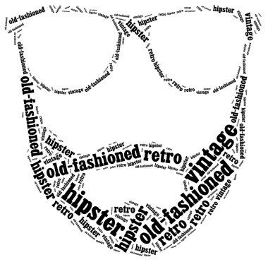 Word cloud illustration related to hipster clipart