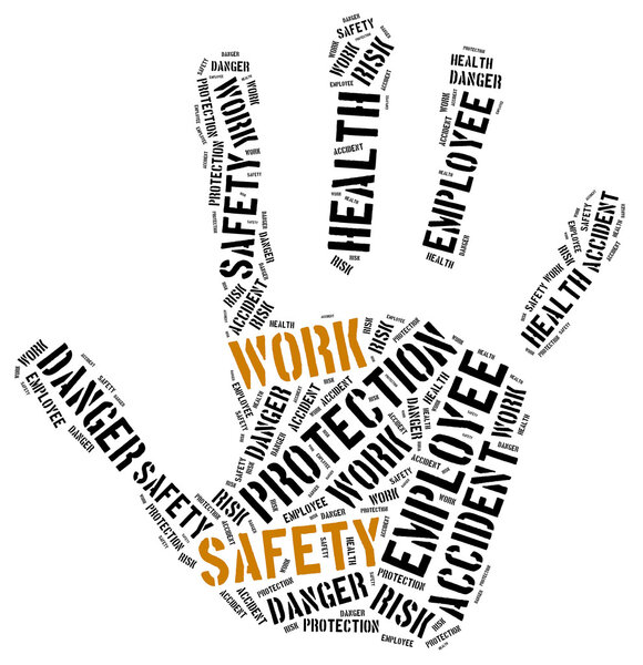 Safety at work concept. Word cloud illustration.