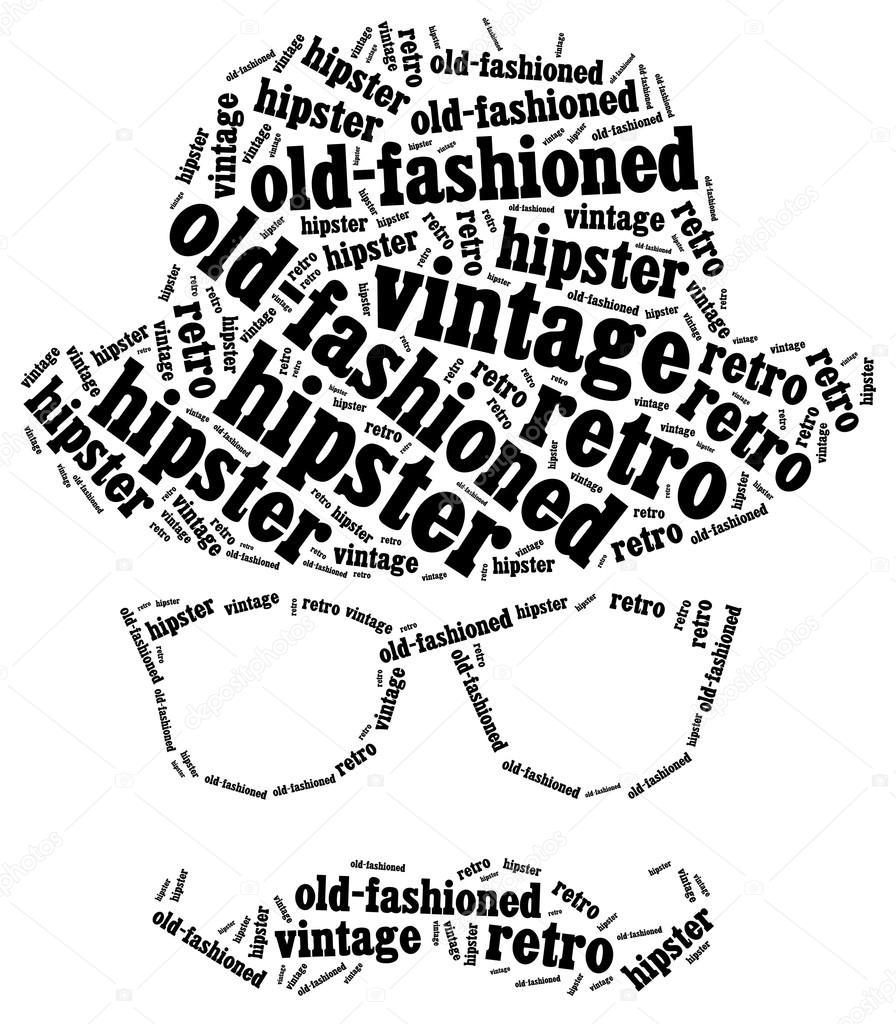 Word cloud illustration related to hipster