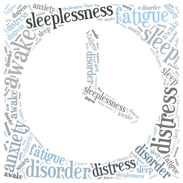 Slapeloosheid of slapeloosheid concept. Word cloud illustratie. — Stockfoto