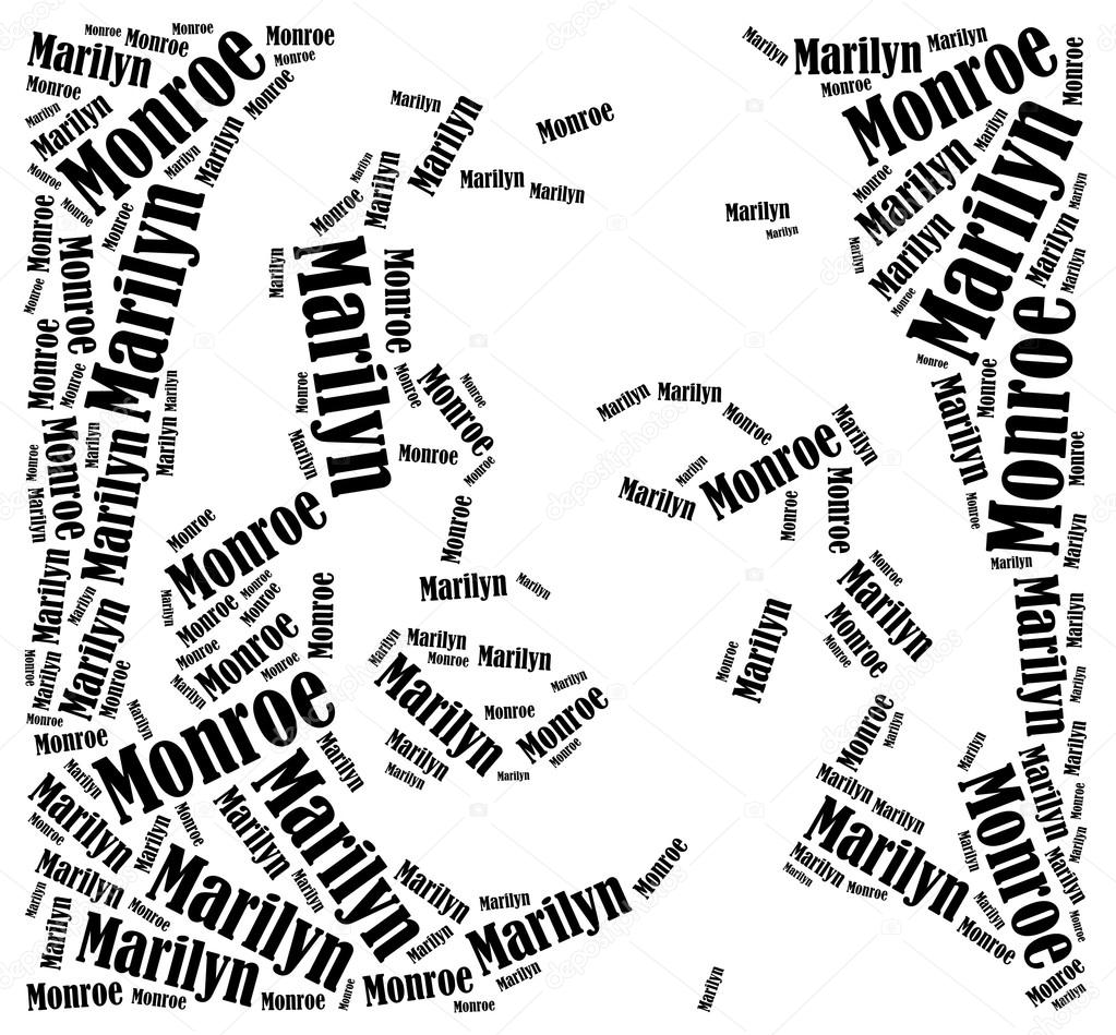 Marilyn Monroe portrait. Word cloud illustration. – Stock Editorial