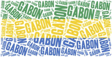 Gabon ulusal bayrak. Kelime bulutu illüstrasyon.