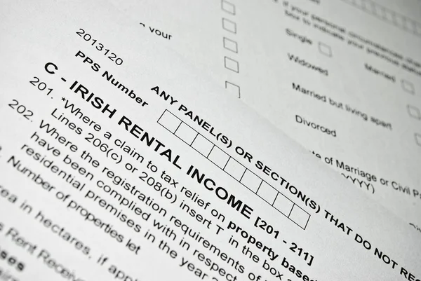 Irish tax form. Personal income tax form. — Stock Photo, Image