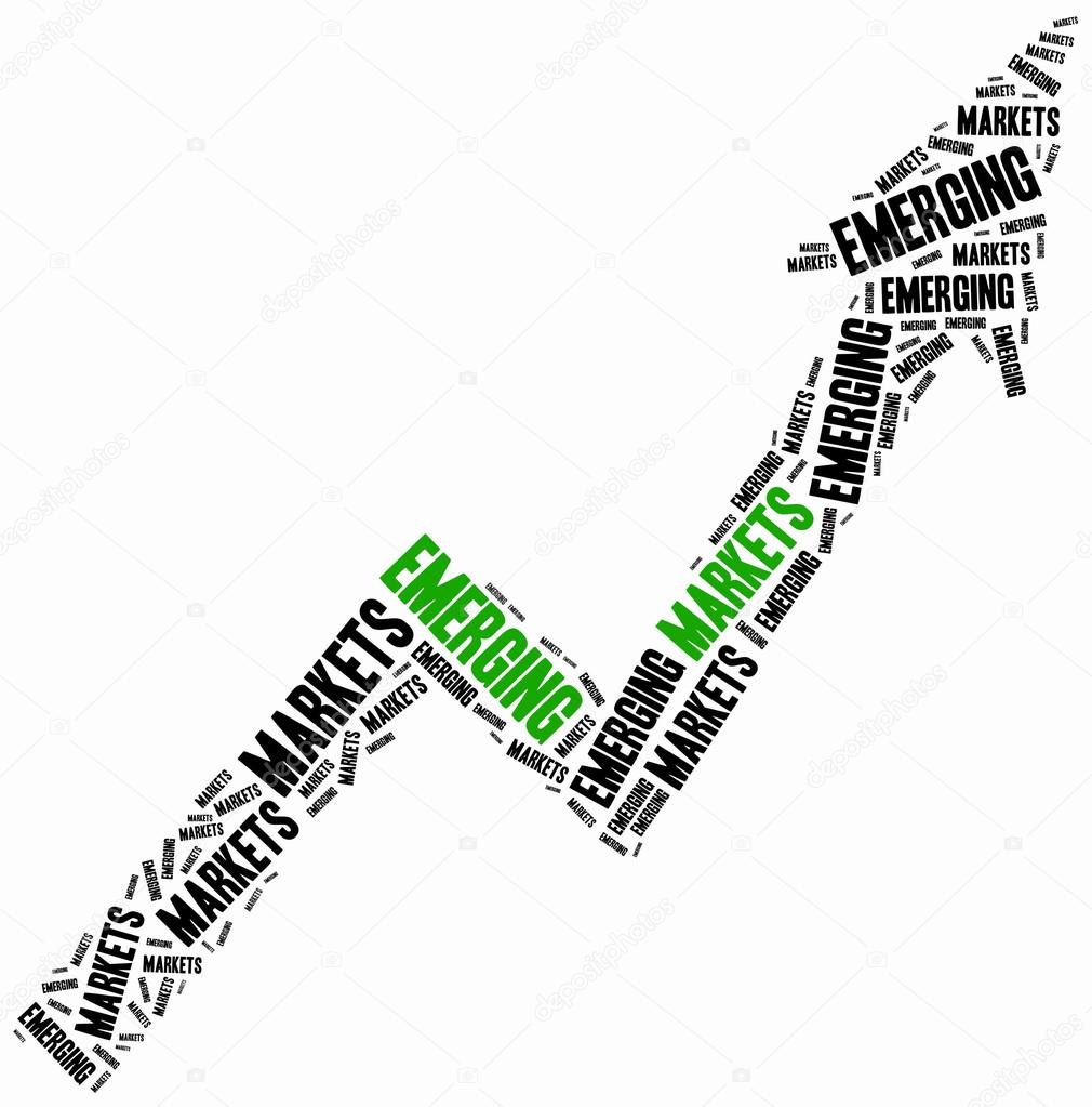 Emerging markets. Word cloud illustration.