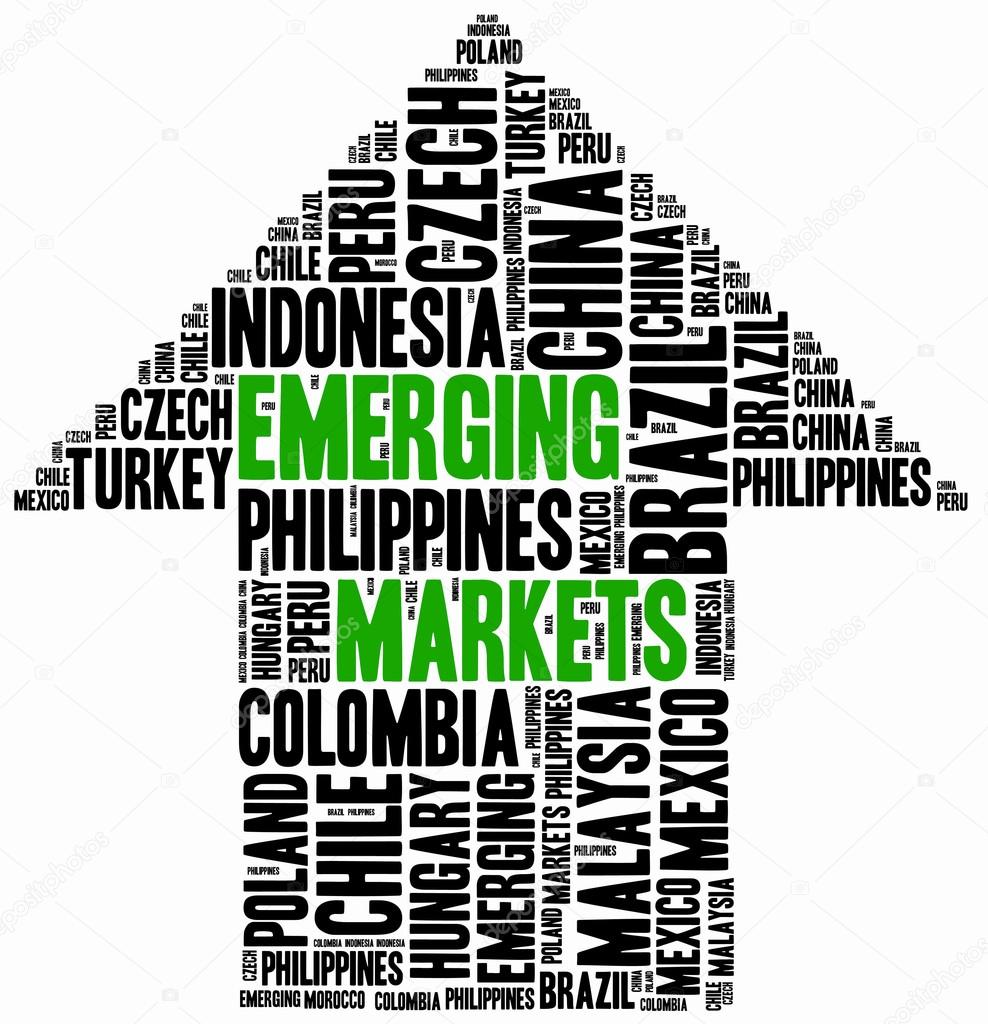 Emerging markets. Word cloud illustration.