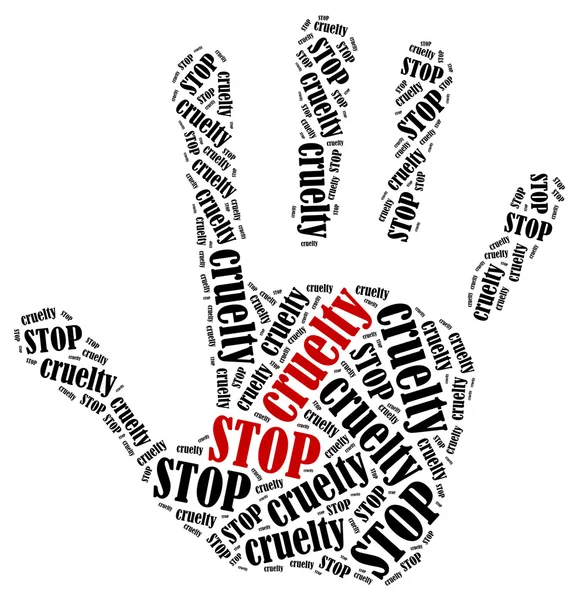 Word cloud illustration in shape of hand print showing protest. — Stock Photo, Image