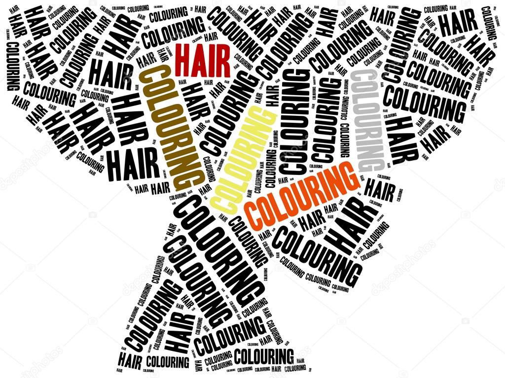 Hair colouring. Word cloud illustration.
